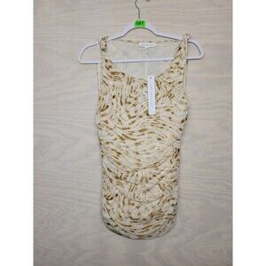 Jane + Delancey Women's SZ M Blouse Top Sleeveless Animal Print Rouched Side New